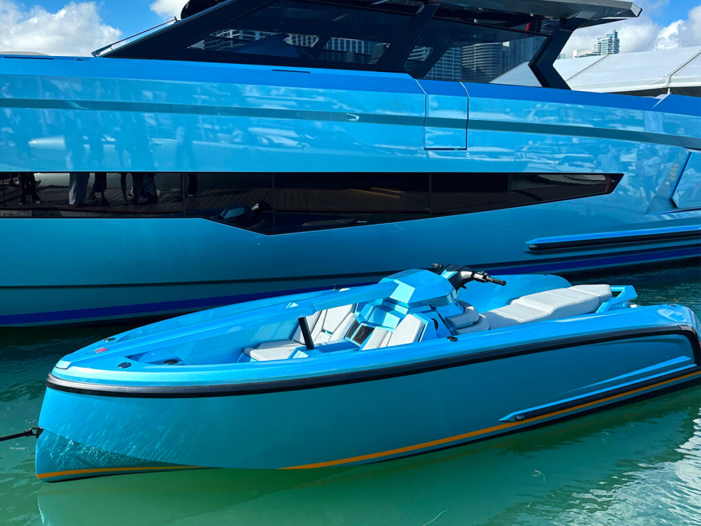 Sea reflecting off yaht and powerboat